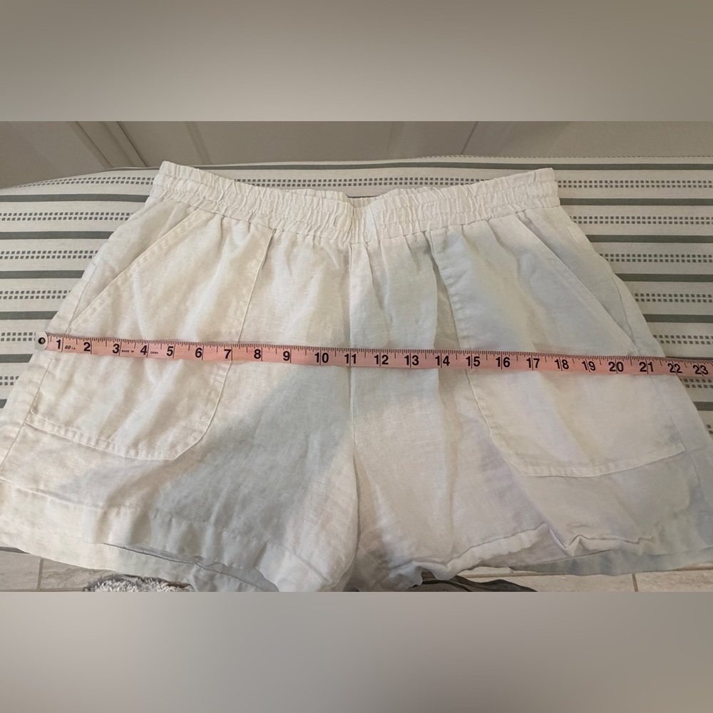 Pure Navy Brand - White Linen Elastic-Waist Women’s Shorts - Picture 7 of 11